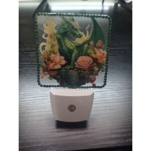 Dragon Night Light Plug-In Fantasy LED Lamp Green Dragon Floral Decorative Light